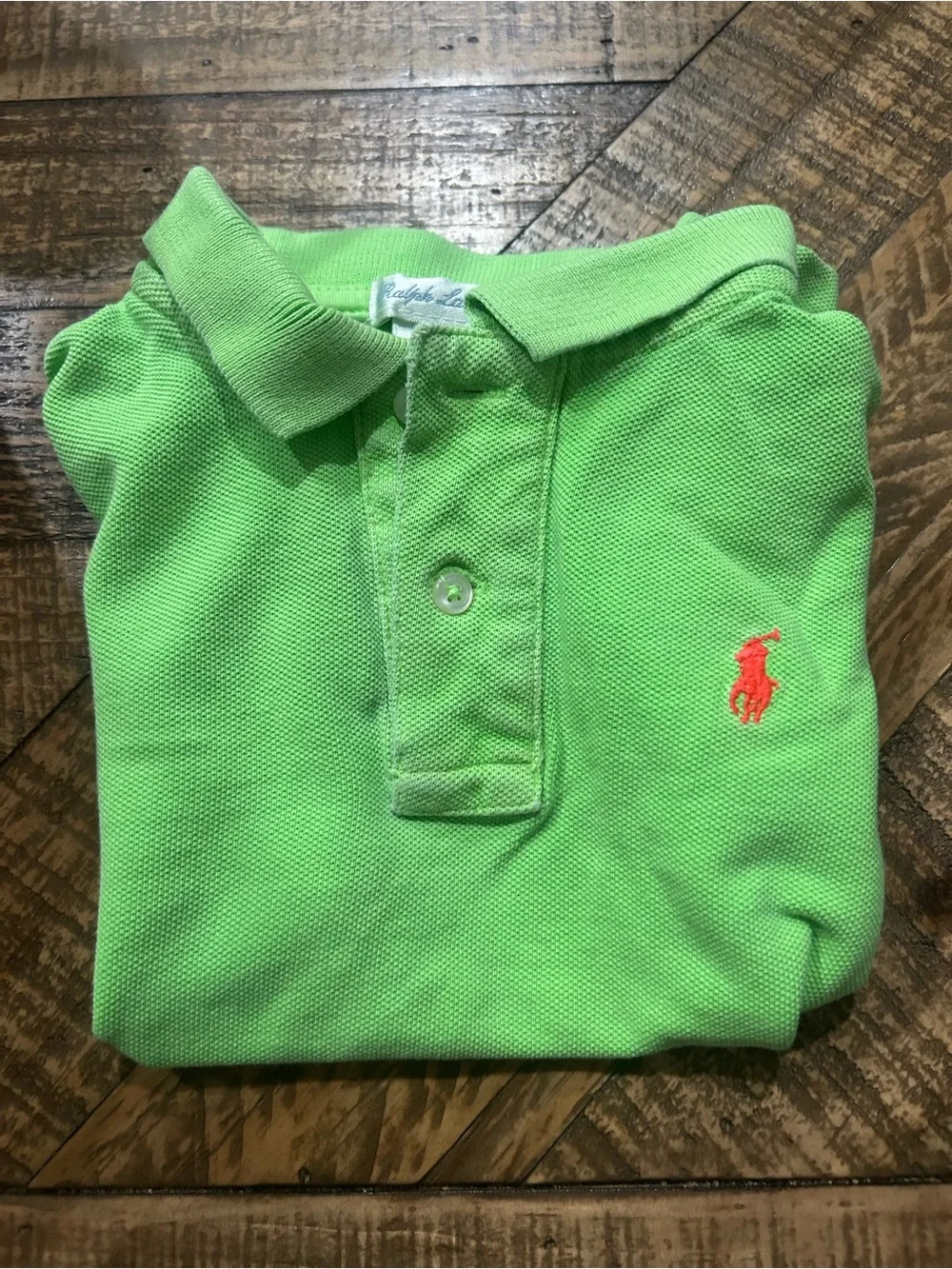 Ralph Lauren Kids Lime Green Polo with Coral Pony